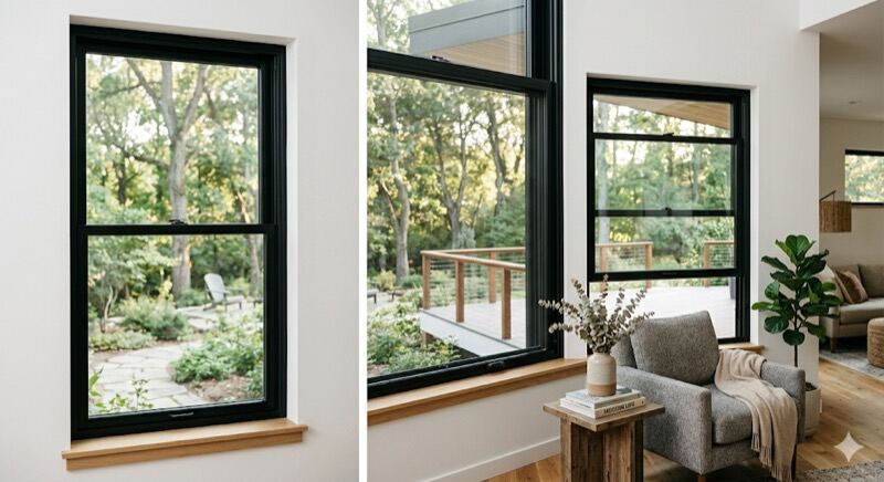 New double hung windows installed on a Marietta, GA home